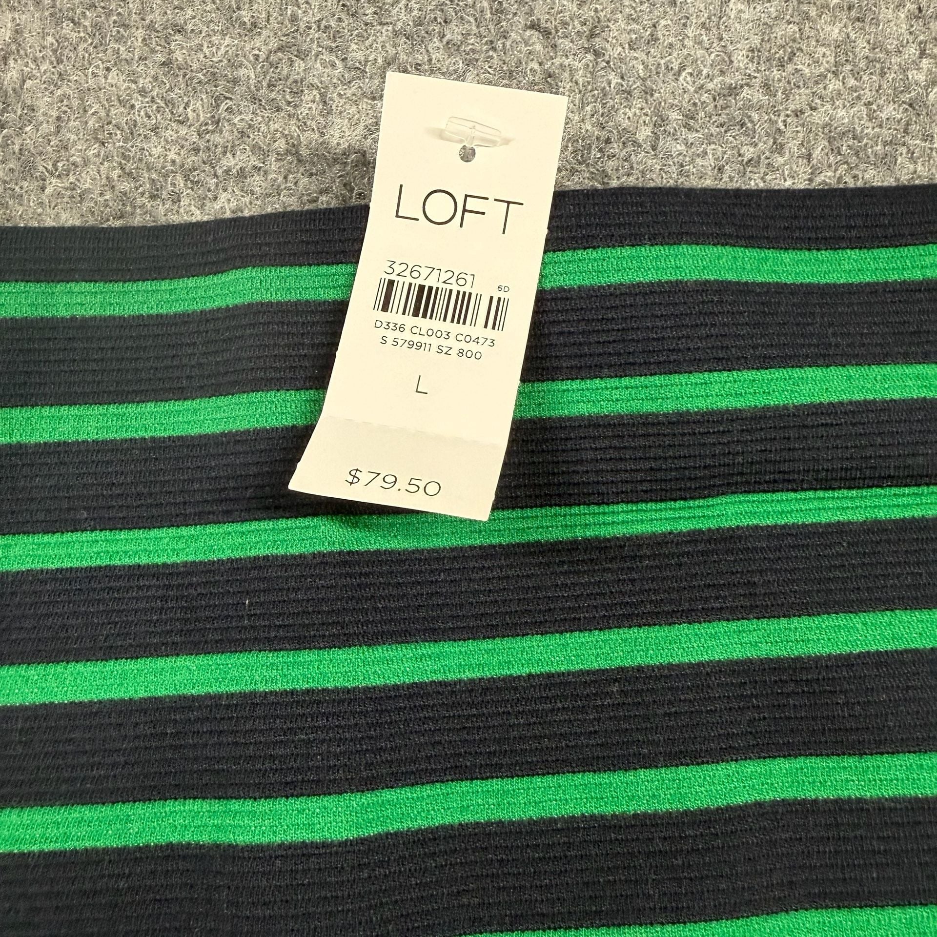 LOFT Green And Navy Striped Ribbed Pencil Skirt Size L New with Tags 5
