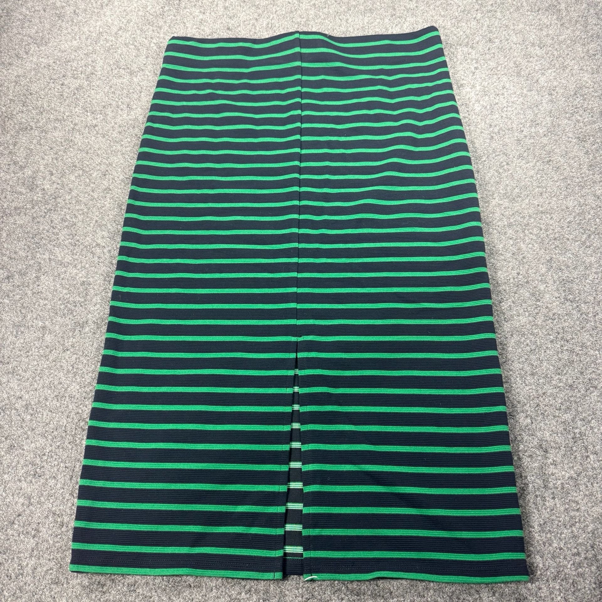 LOFT Green And Navy Striped Ribbed Pencil Skirt Size L New with Tags 8