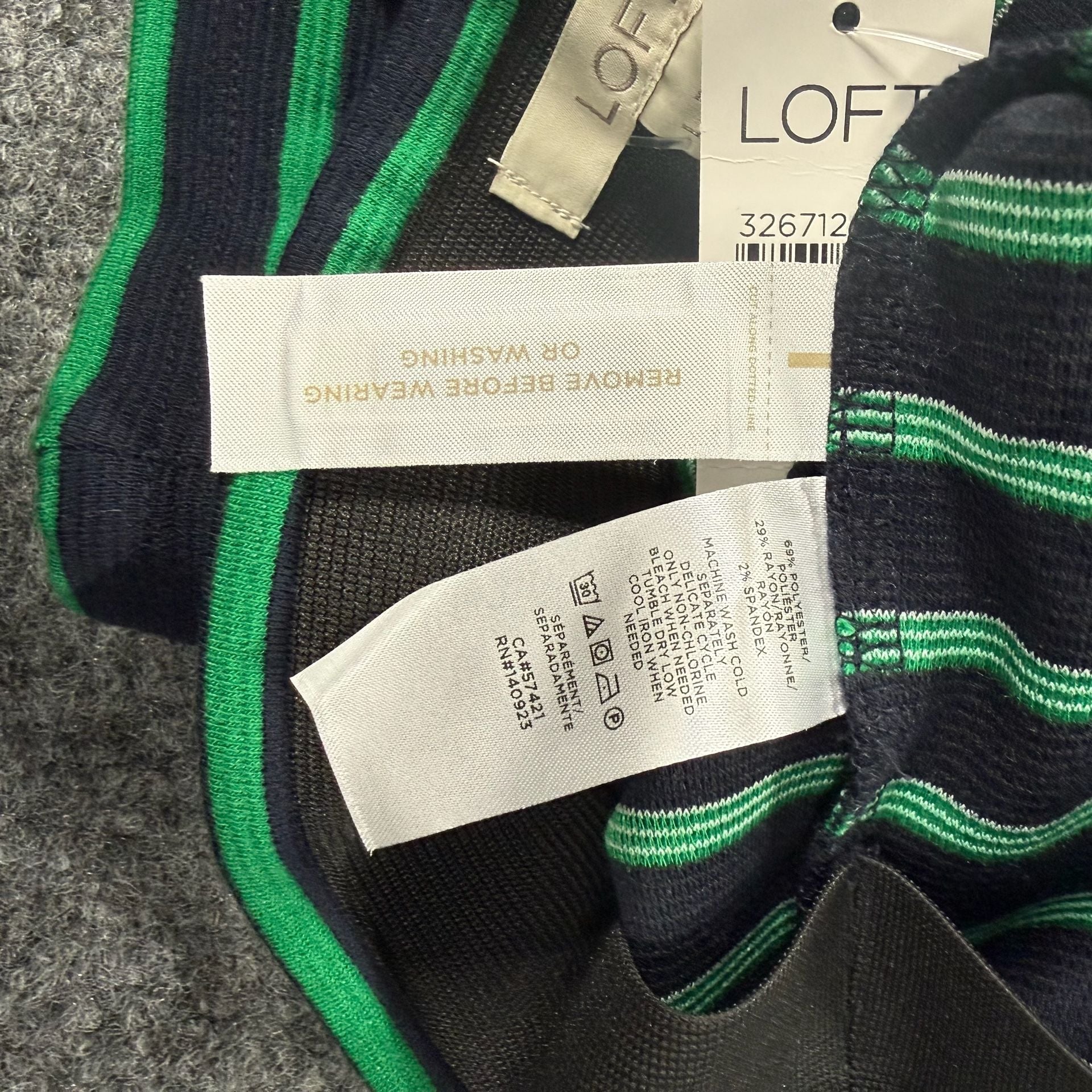 LOFT Green And Navy Striped Ribbed Pencil Skirt Size L New with Tags 9