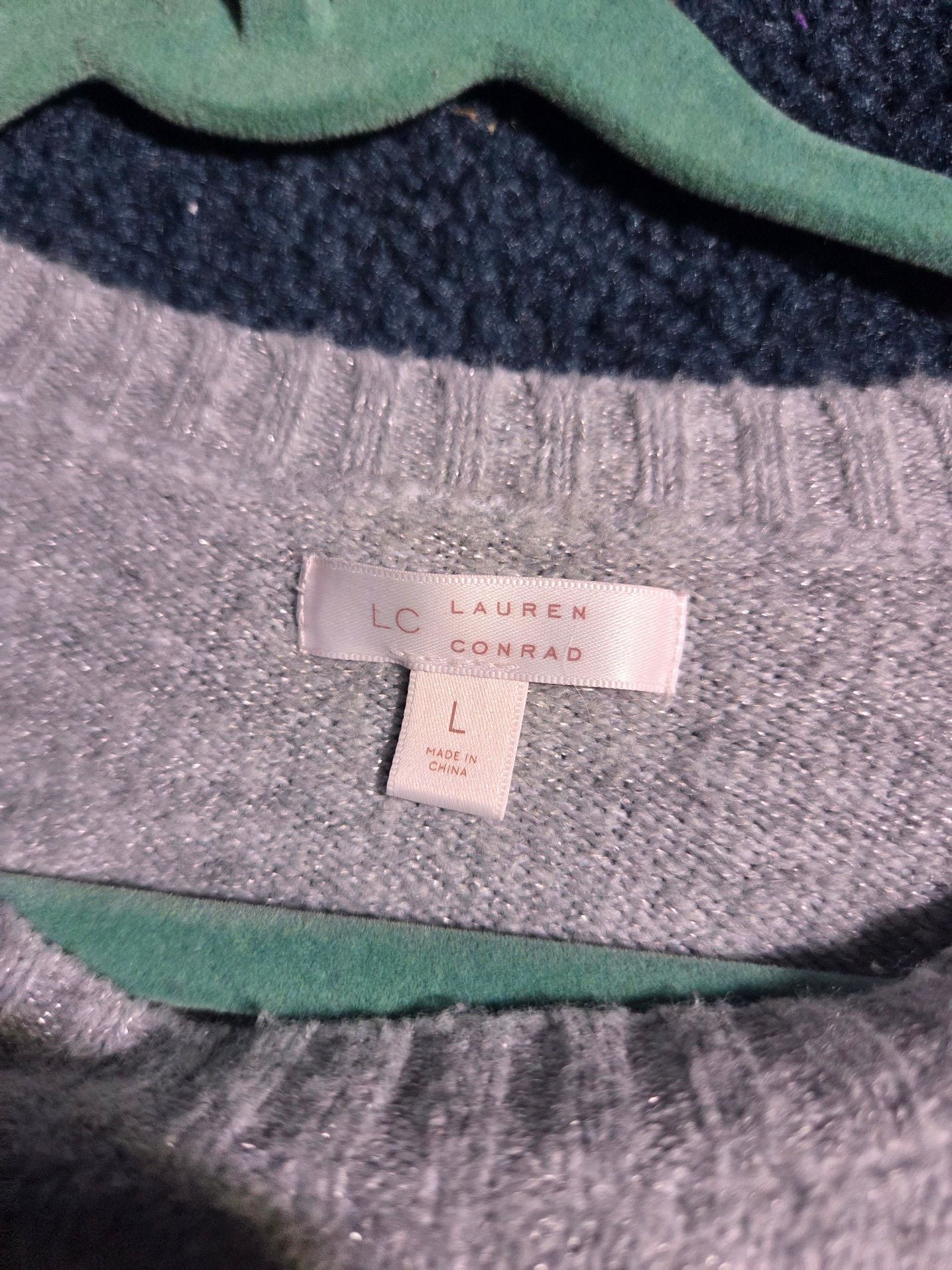 LC Lauren Conrad Gray Sequin Narwhal Tunic Sweater Size L 5