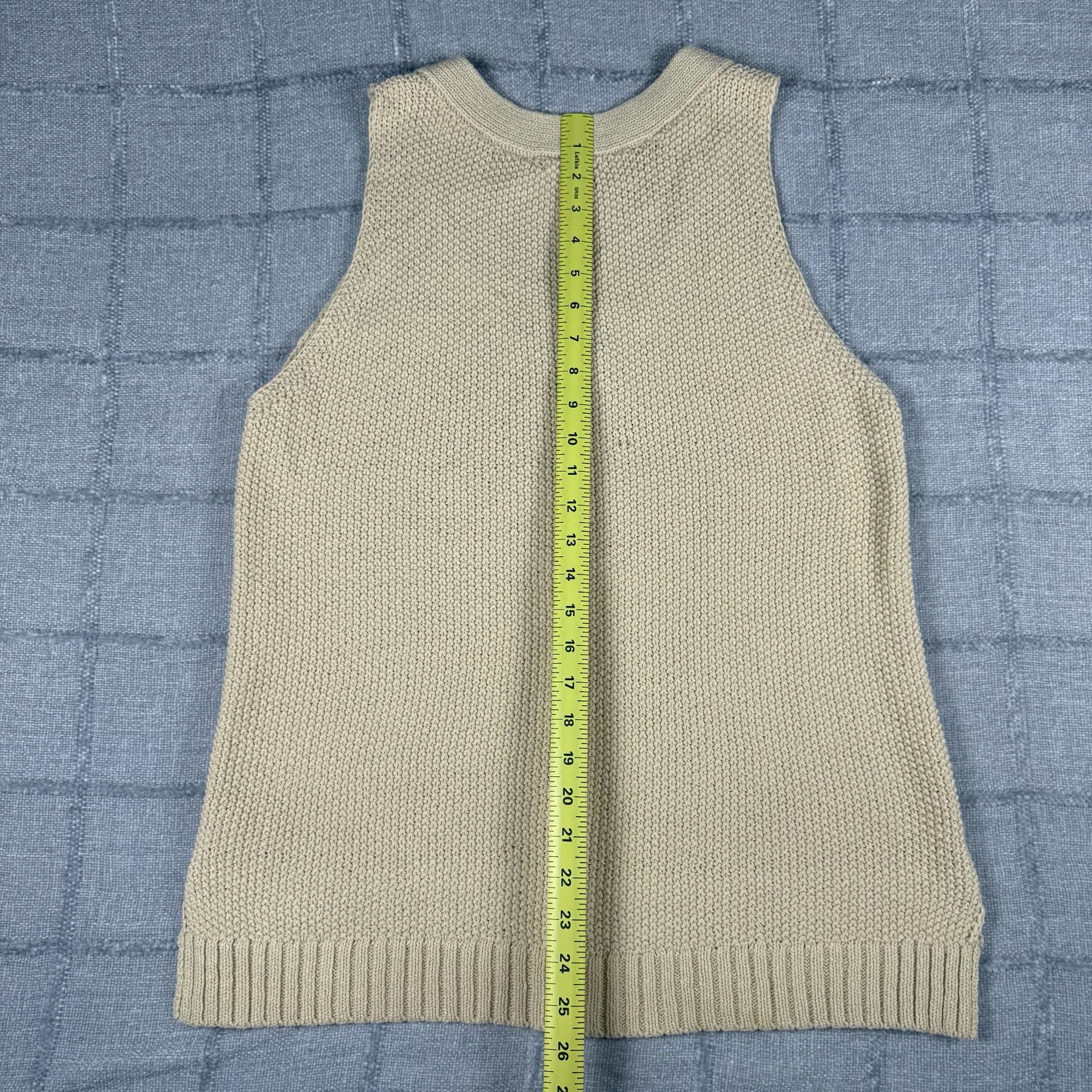 Tribal Beige Cable Knit Button Up V-Neck Tank Top Sweater Vest 3