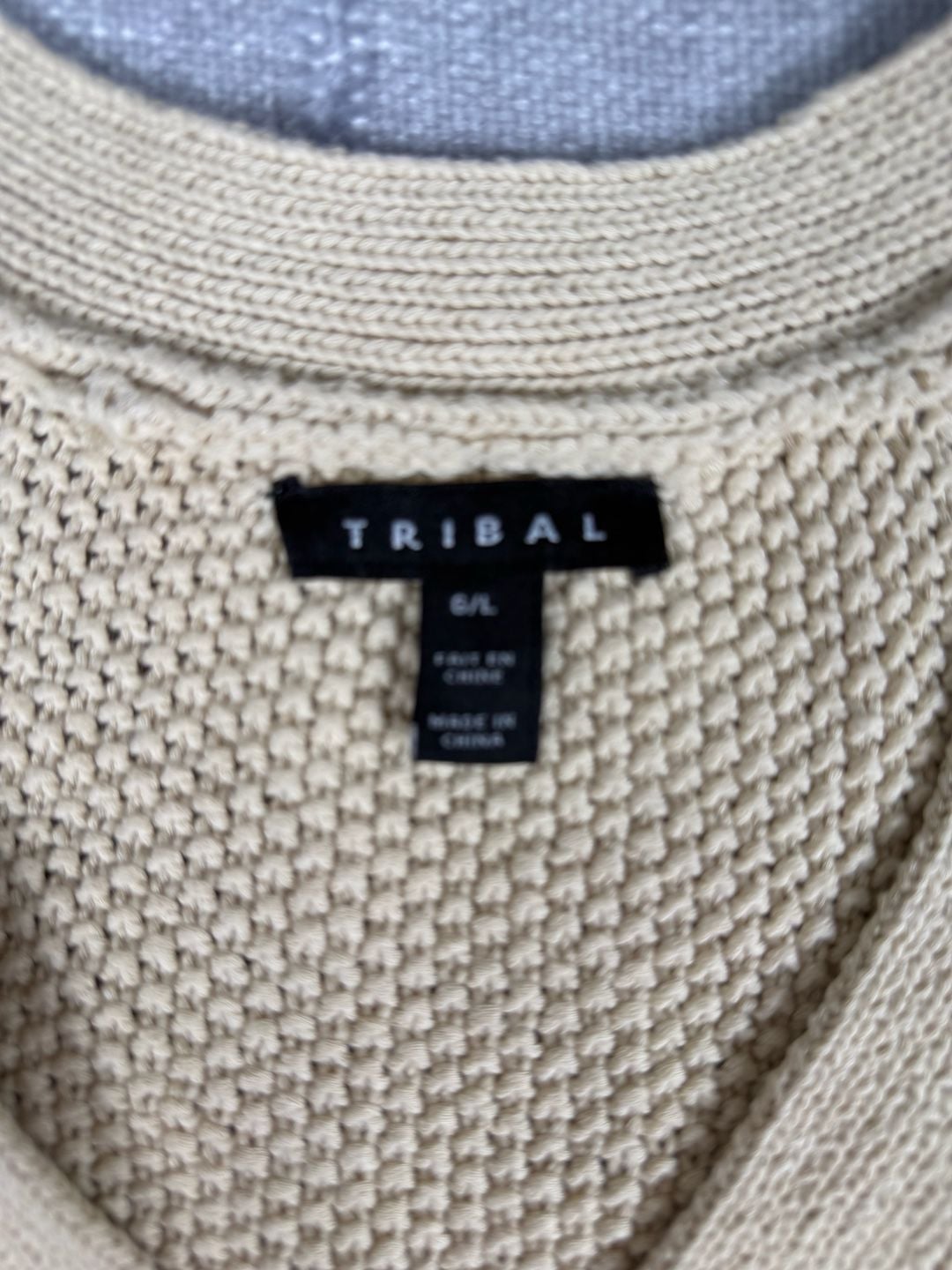 Tribal Beige Cable Knit Button Up V-Neck Tank Top Sweater Vest 9