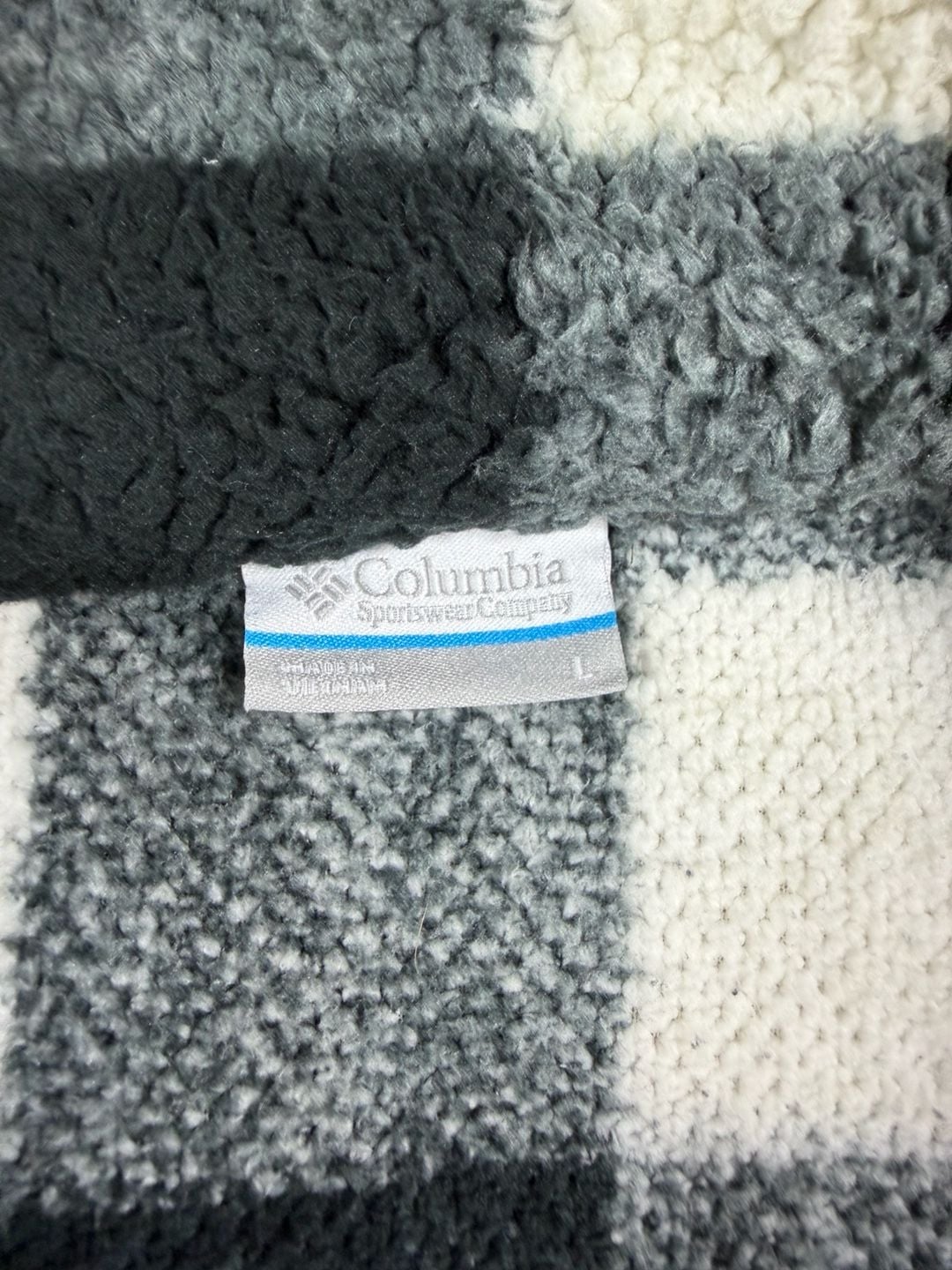 Columbia Women's West Bend Full Zip Sherpa Fleece Jacket Chalk Check Print Large 3