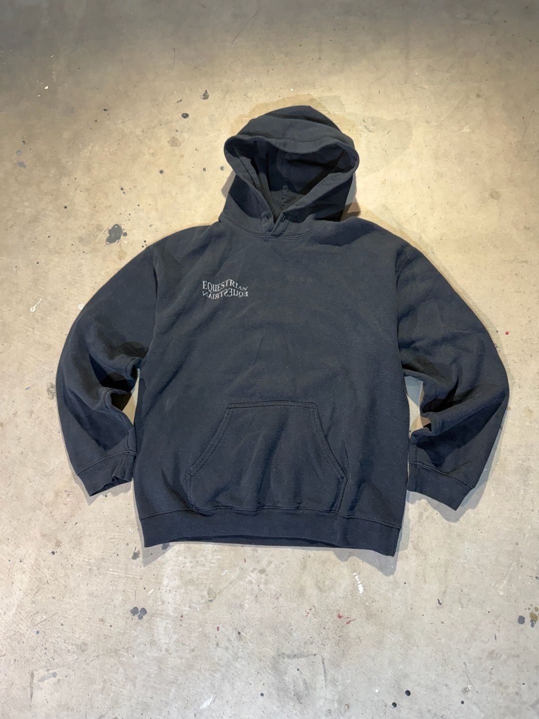 Gildan Heavy Blend Equestrian Printed Black Pullover Hoodie Size M 2