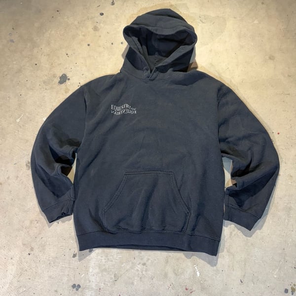 Gildan Heavy Blend Equestrian Printed Black Pullover Hoodie Size M