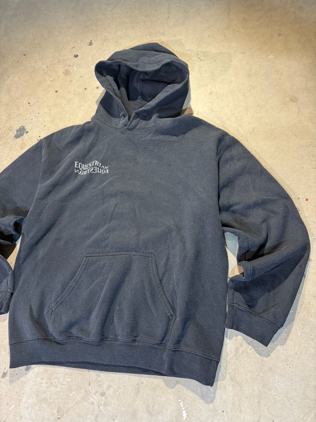 Gildan Heavy Blend Equestrian Printed Black Pullover Hoodie Size M 3
