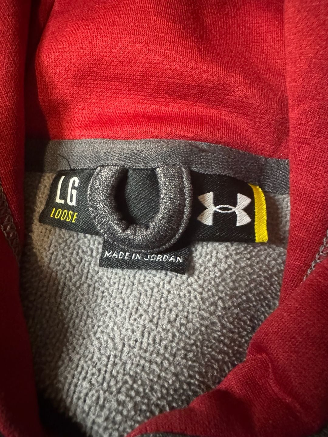 Under Armour Gray and Red Big Logo Loose Fit Hoodie Sweatshirt Size Large 5