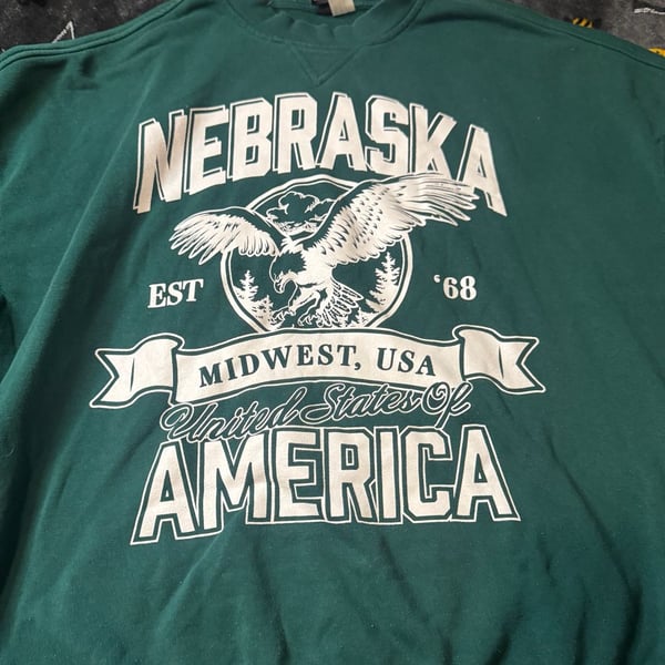 Divided by H&M Green Nebraska Midwest USA Eagle Graphic Sweatshirt Medium