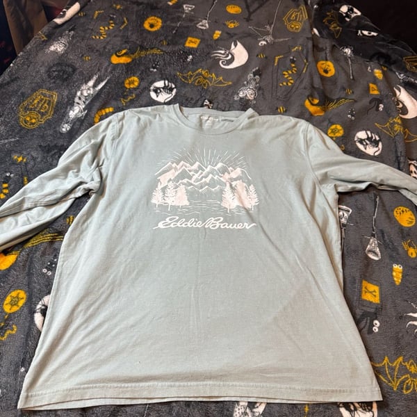 Eddie Bauer Men's Mountain Graphic Print Long Sleeve T-Shirt Size XL