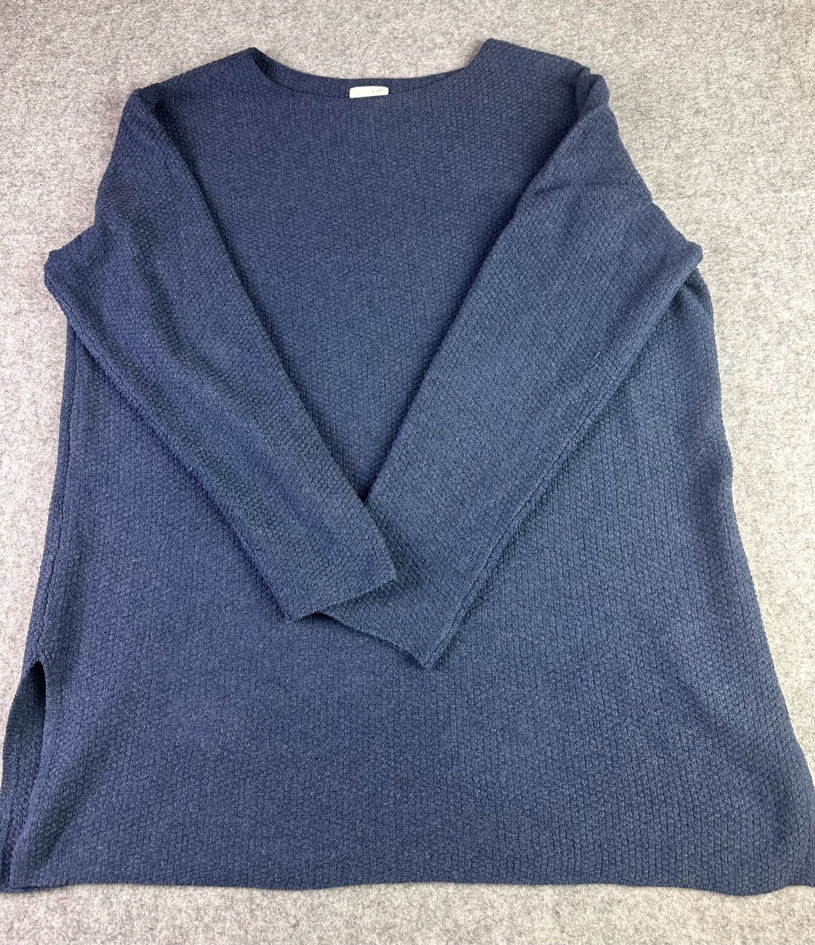 J.Jill Blue Waffle Weave Long Sleeve Tunic Sweater Size XL 2