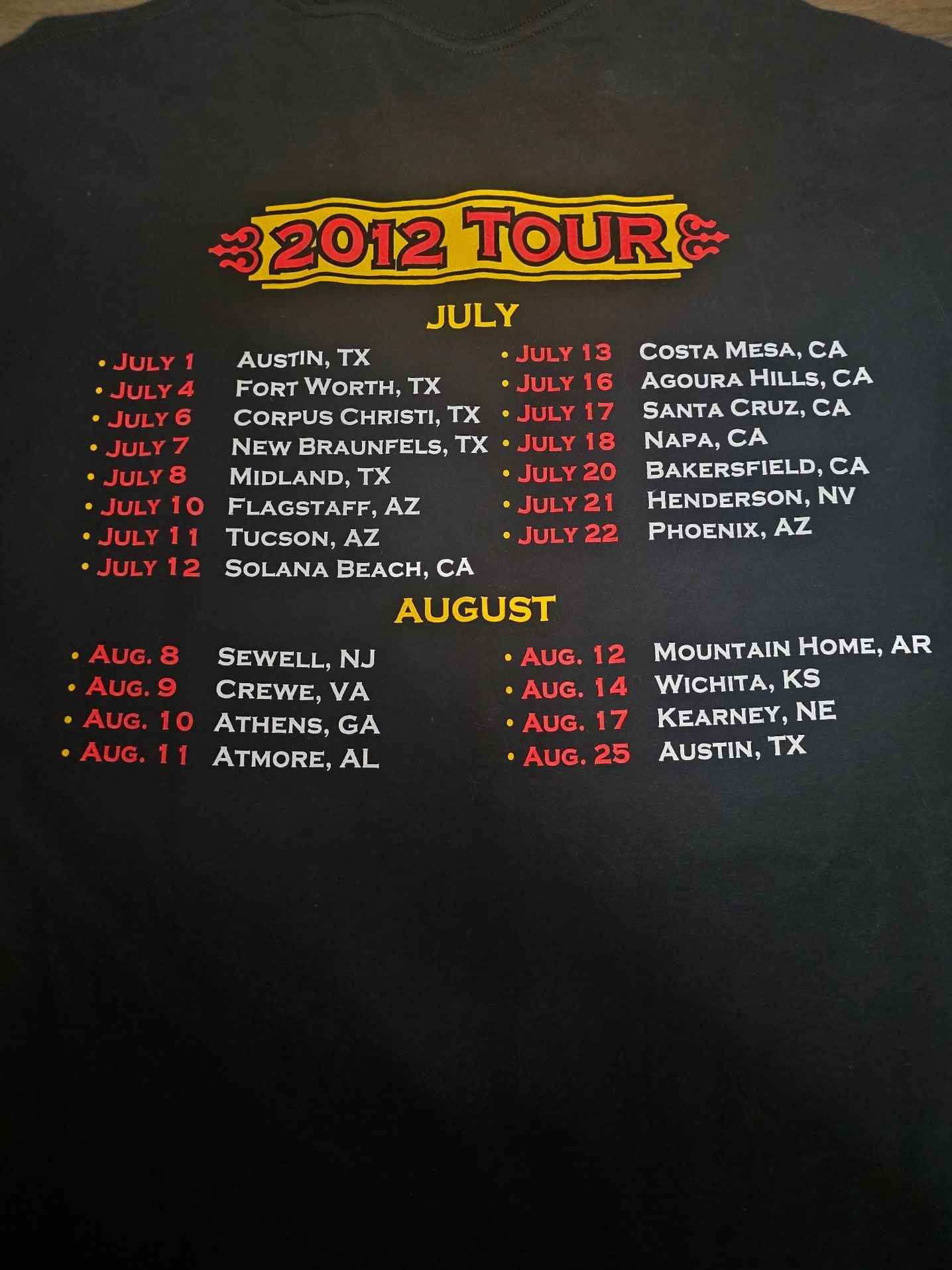 Willie Nelson 2012 Tour Graphic T-Shirt Black 5