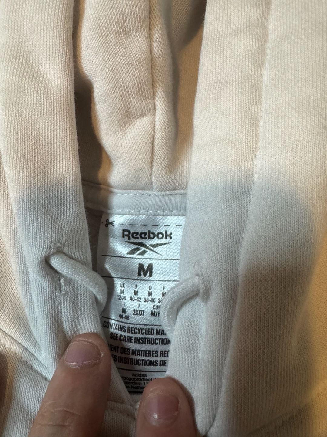 Reebok Identity Logo White French Terry Pullover Hoodie Size M 4