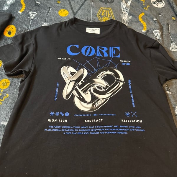 Jack & Jones Core Boxy Fit Black T-Shirt with Metallic Fusion Graphic