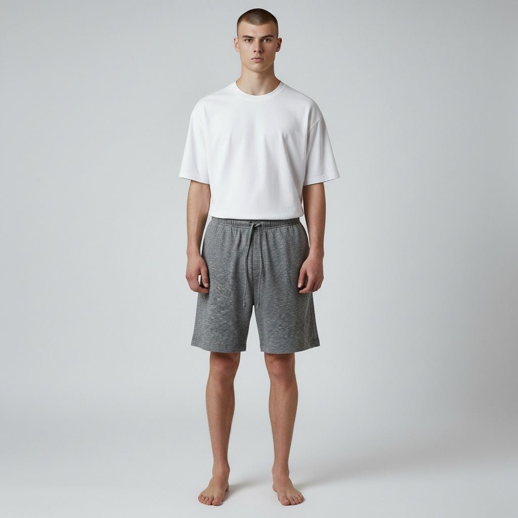 Croft & Barrow Gray Marled Knit Lounge Shorts with Drawstring 3