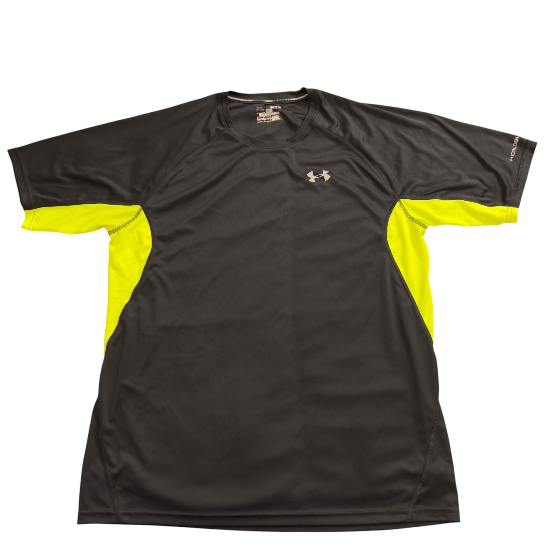 Under Armour HeatGear Athletic Short Sleeve T-Shirt Black Neon Yellow Men's XL 2