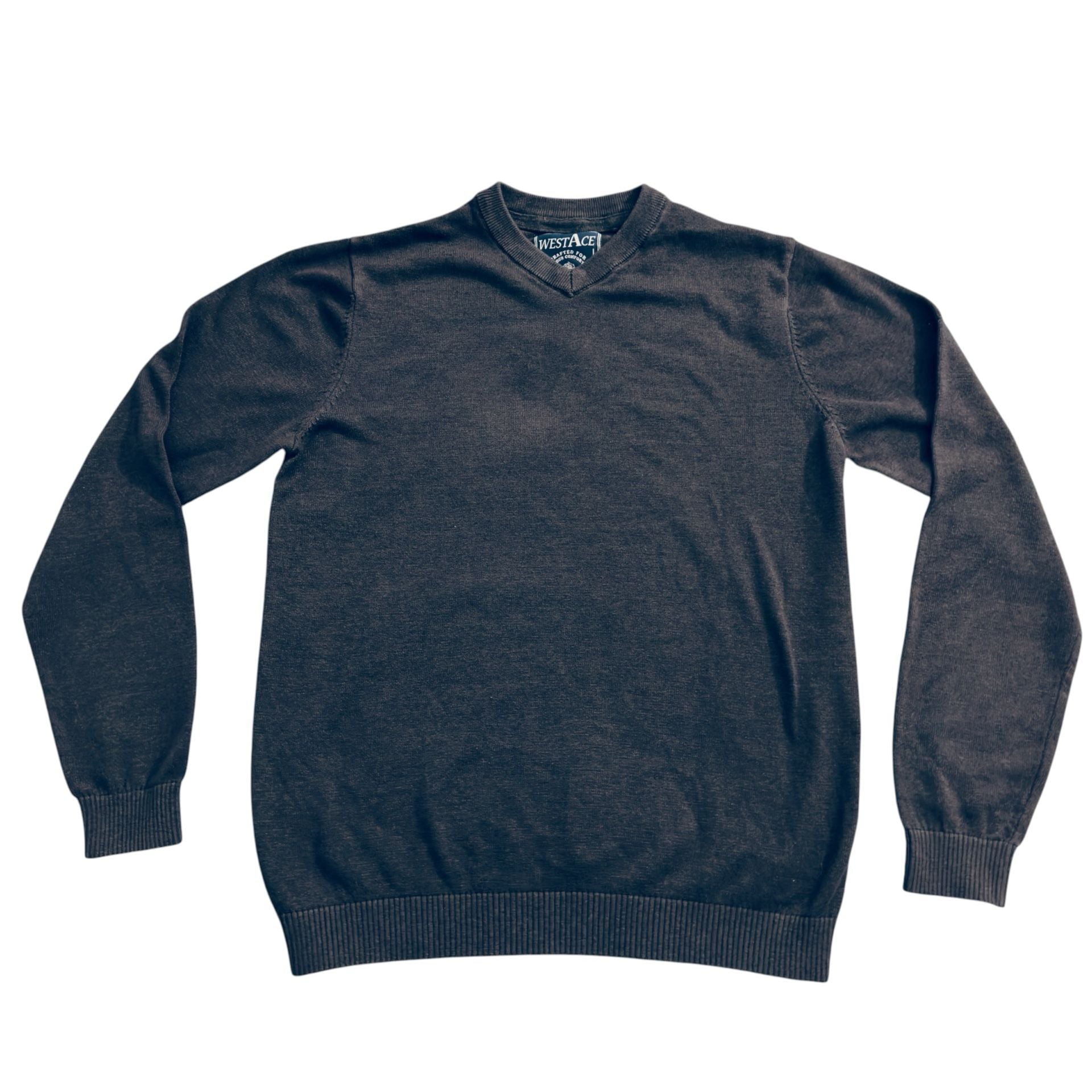 7 packs West Ace Men's Long Sleeve V-Neck Knit Sweater Dark Gray Size M 3