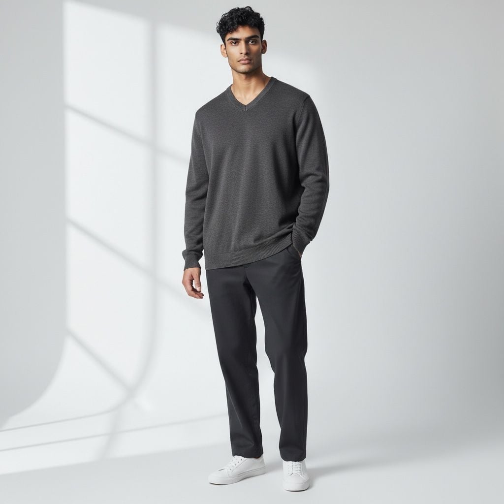 7 packs West Ace Men's Long Sleeve V-Neck Knit Sweater Dark Gray Size M 2