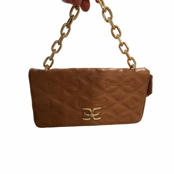 Sam Edelman Quilted Logo Zip Around Wallet with Chain Strap