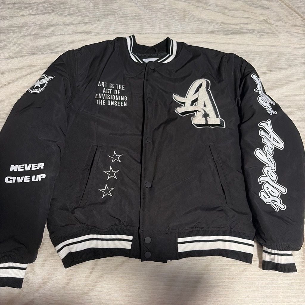 Urban Man Chaos 84 California Letterman Varsity Jacket Black 2