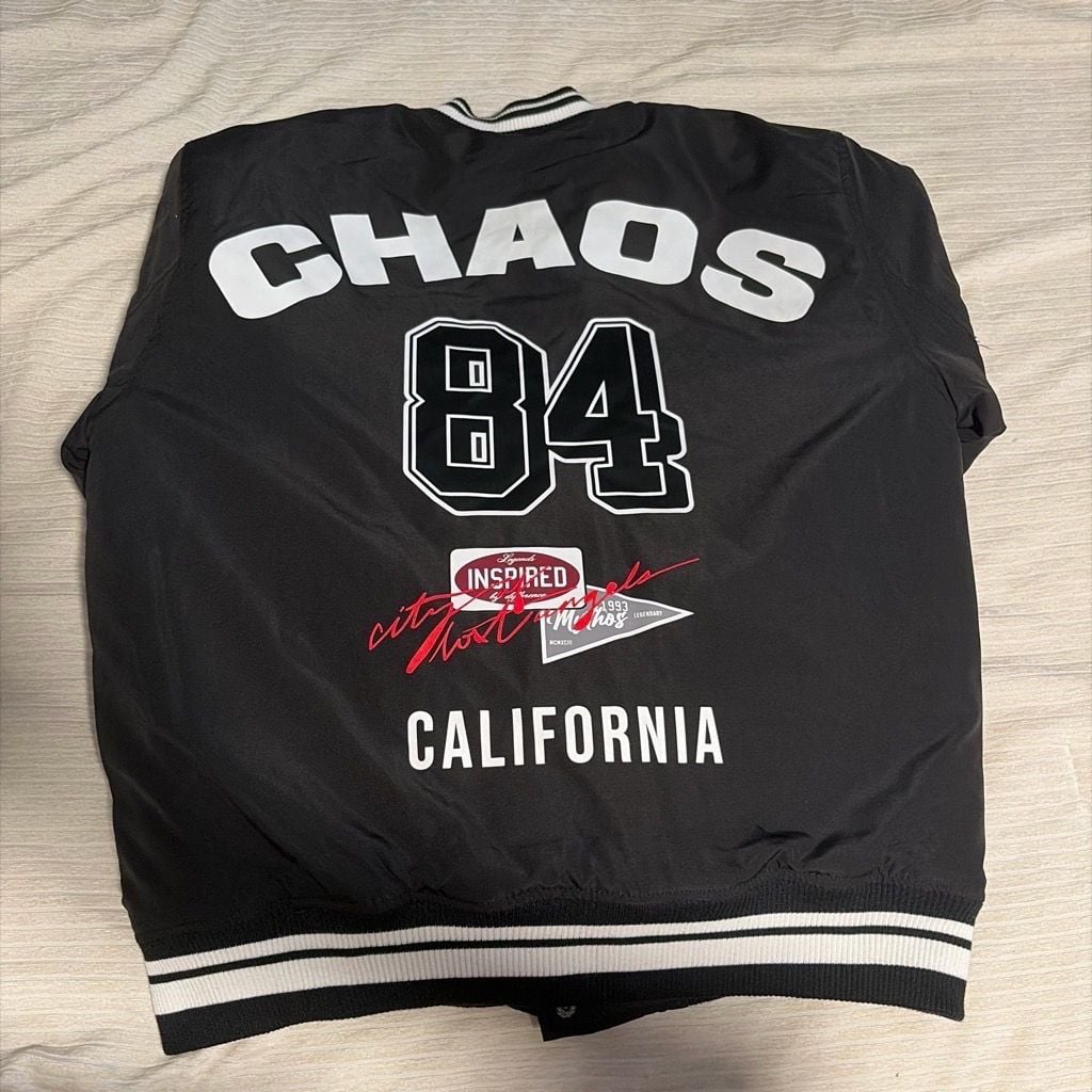 Urban Man Chaos 84 California Letterman Varsity Jacket Black 3