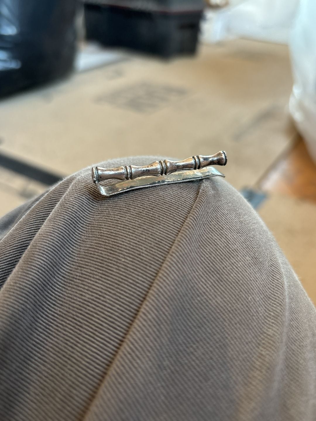 Vintage Silver 925 Bambu Shaped Tie Clip Bar 1