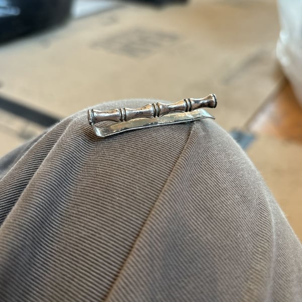 Vintage Silver 925  Bambu Shaped Tie Clip Bar