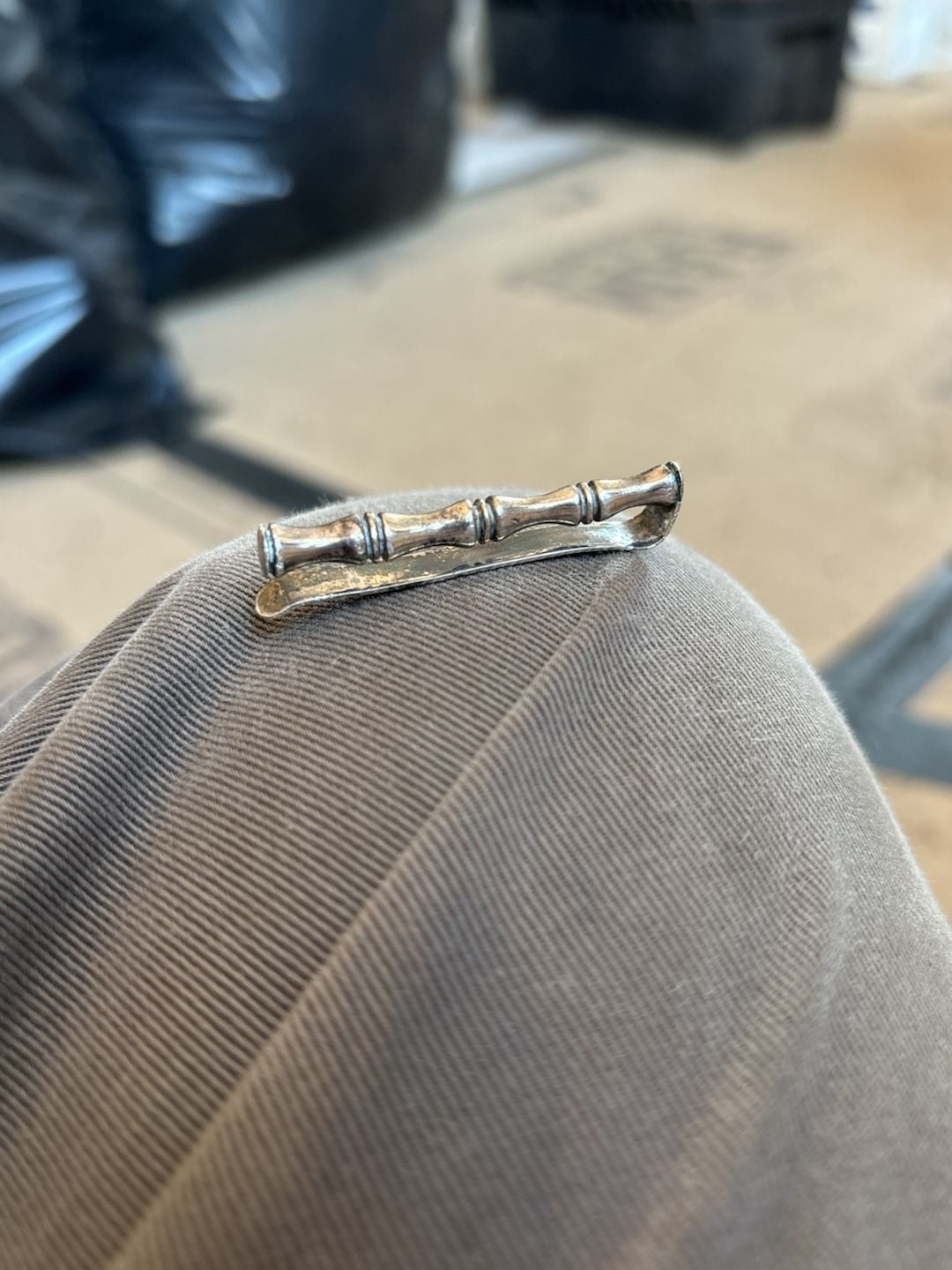 Vintage Silver 925 Bambu Shaped Tie Clip Bar 2