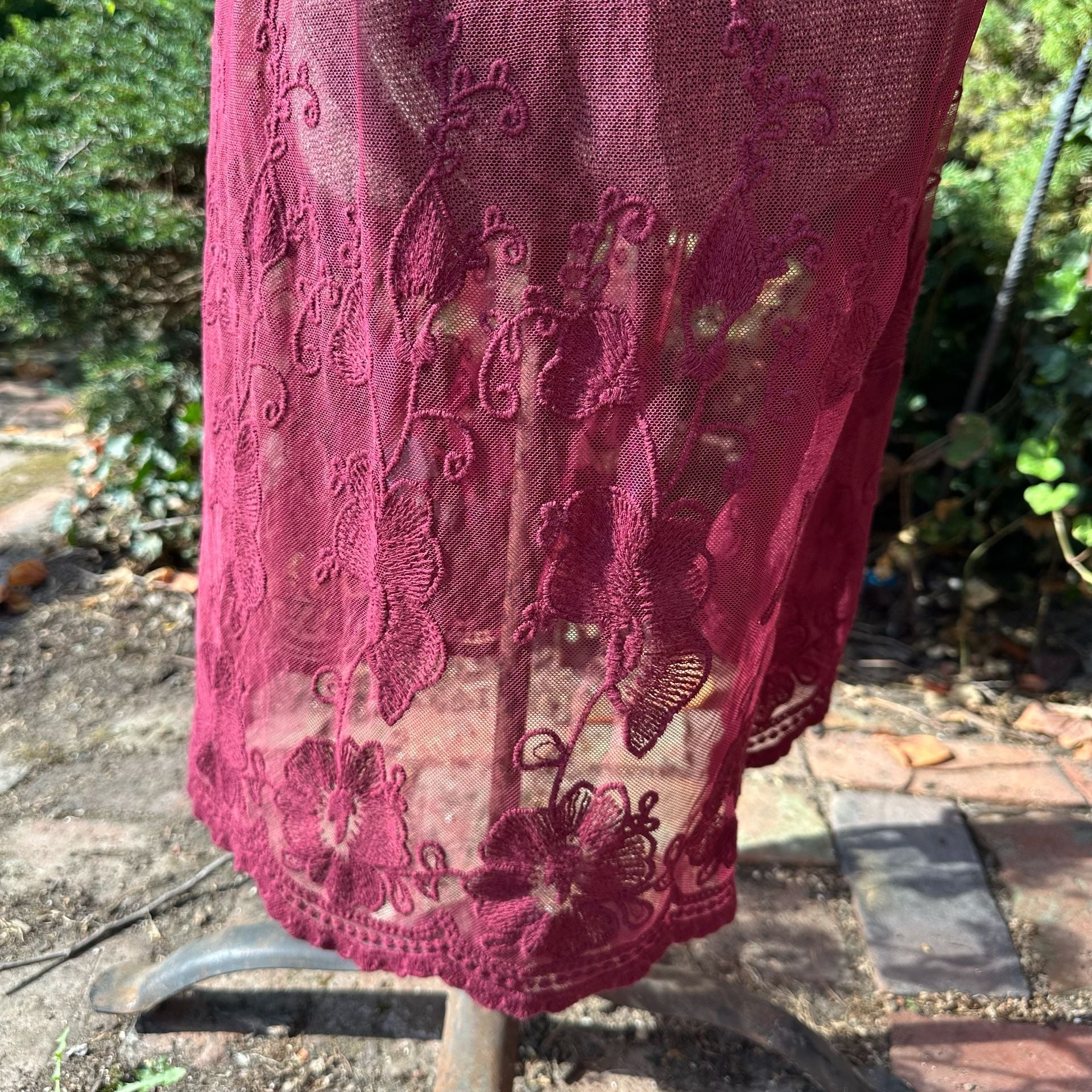 Belle Tweed Sheer Lace Kimono Duster Cardigan Burgundy Whimsygoth 8