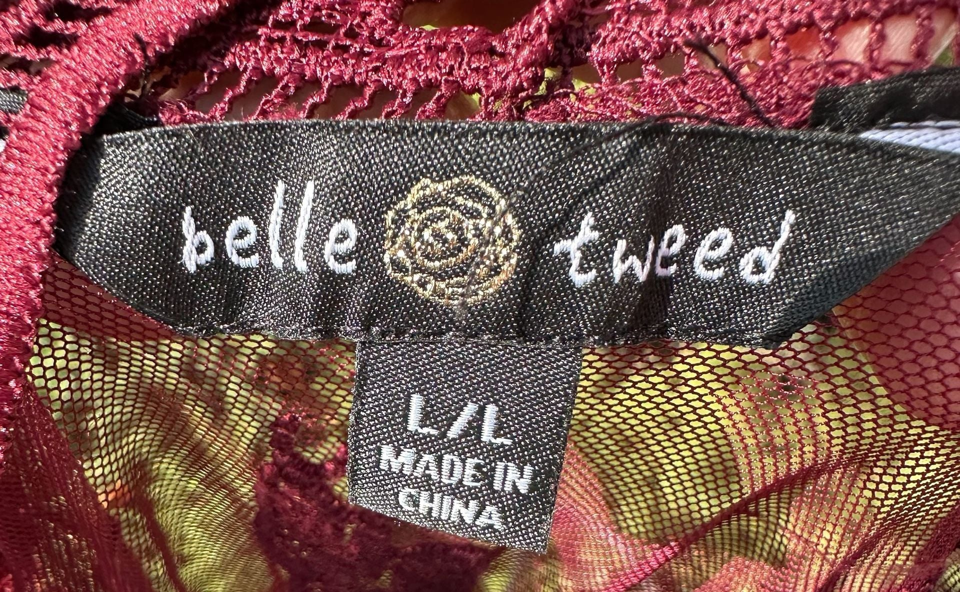 Belle Tweed Sheer Lace Kimono Duster Cardigan Burgundy Whimsygoth 3