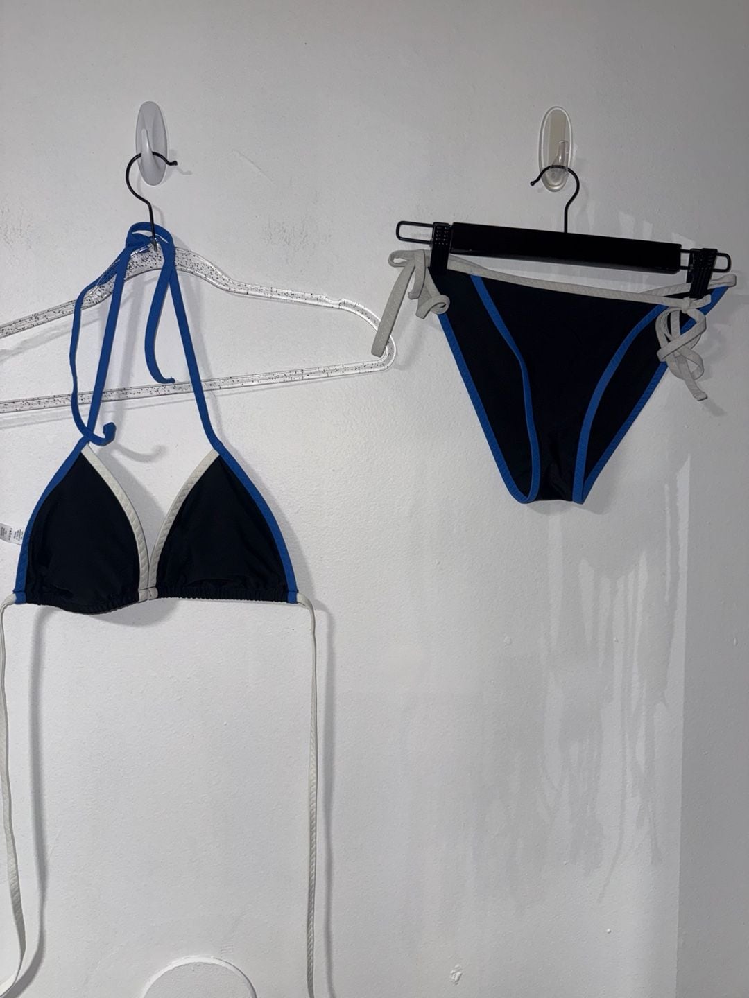 Aerie Triangle Bikini Set Black Blue White Size M 1