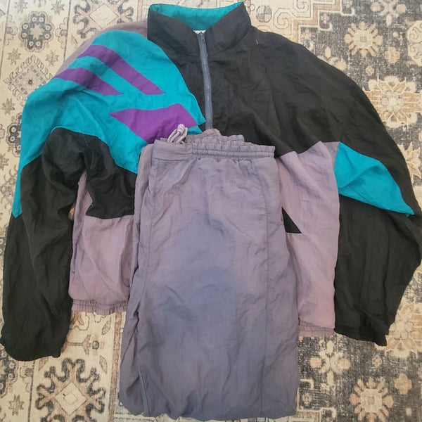 Avait Sportif Vintage 90s Colorblock Nylon Windbreaker Jacket and Pants Set XL