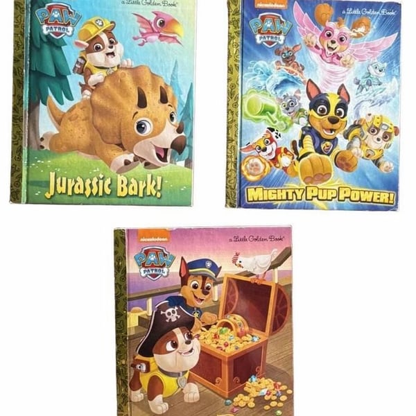 Paw Patrol Little Golden Books Lot of 3 Jurassic Bark, Mighty Pup Power, Pirate Pups