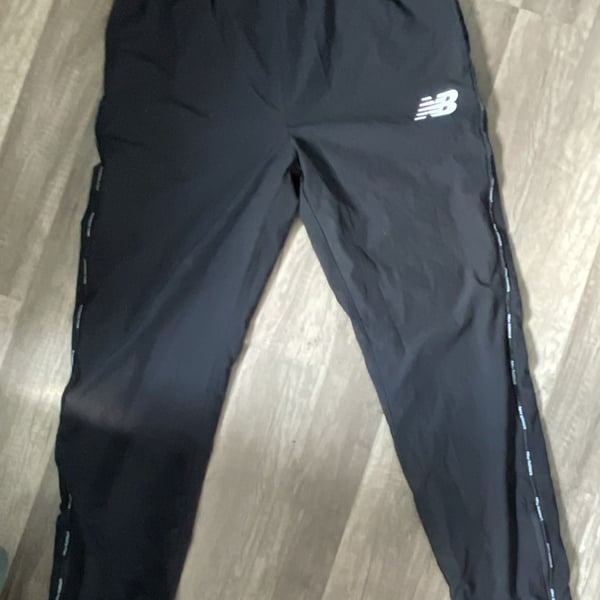 New Balance Black Athletic Track Pants with Logo Taping Size L