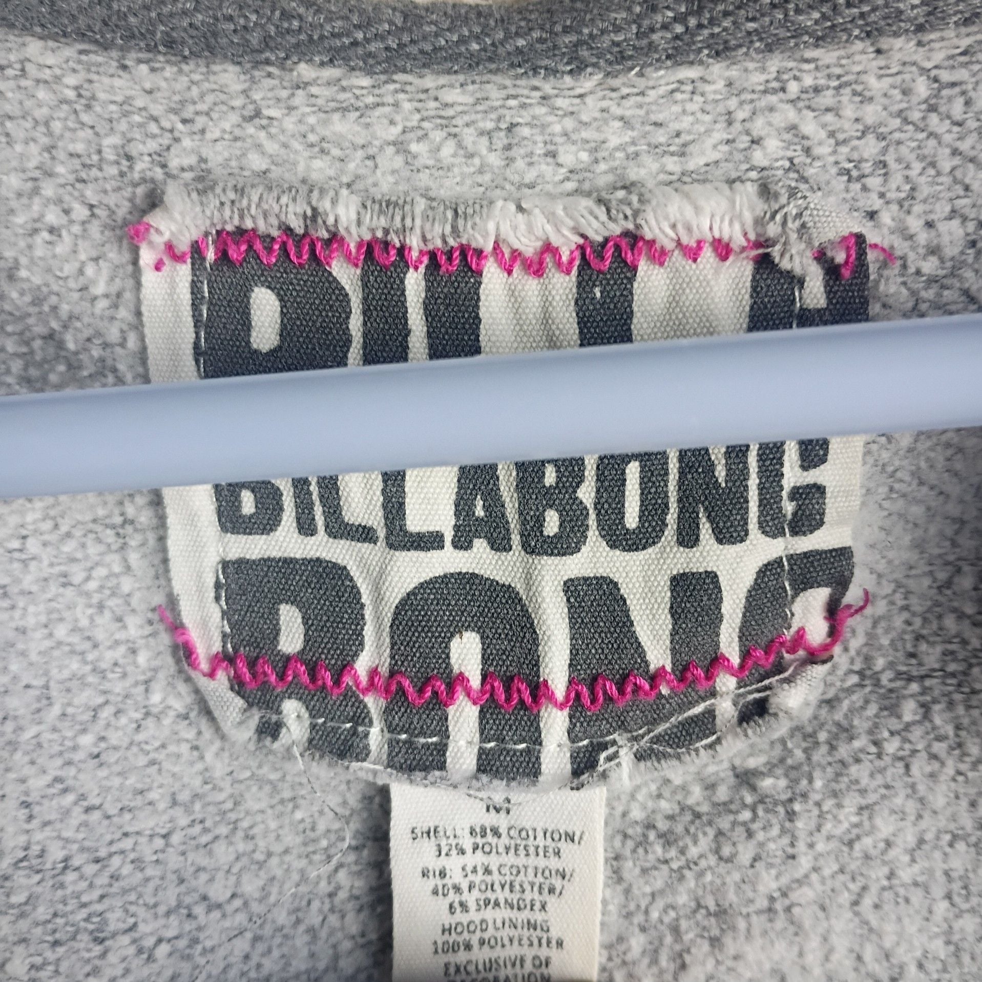 Billabong Gray Sherpa Lined Full Zip Hoodie with Rainbow Wave Graphic 6