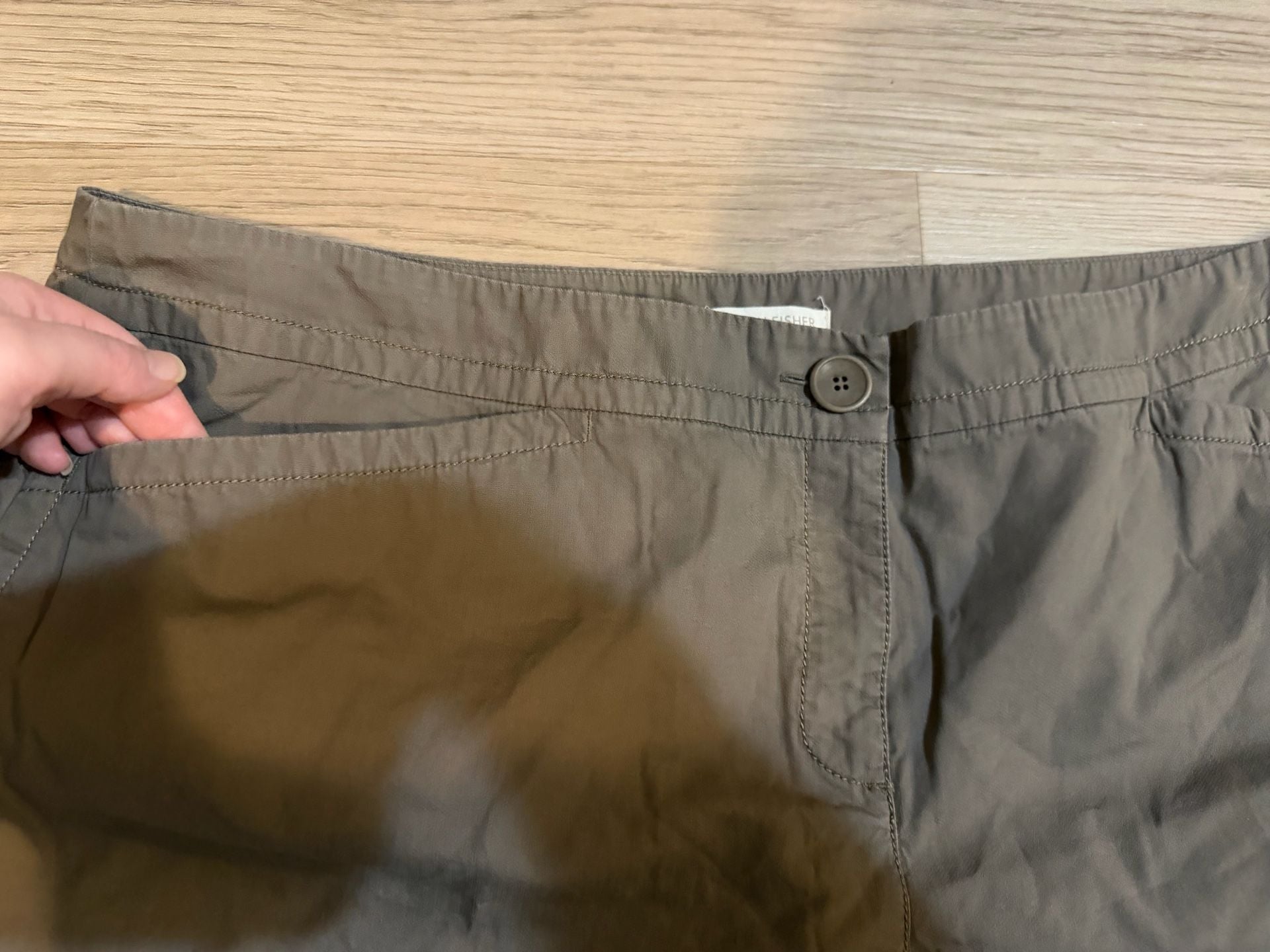 Eileen Fisher Olive Green Cotton Cropped Cargo Pants 2X 5