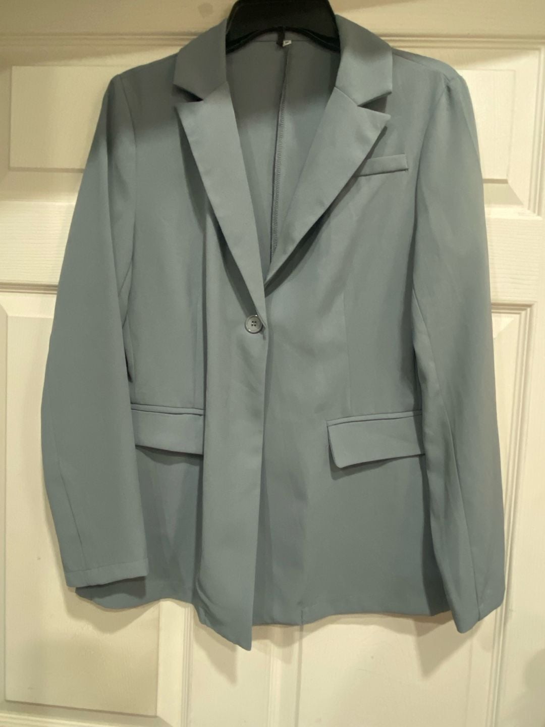 Zara Woman Longline Straight Blazer Jacket Gray Green Size M 2
