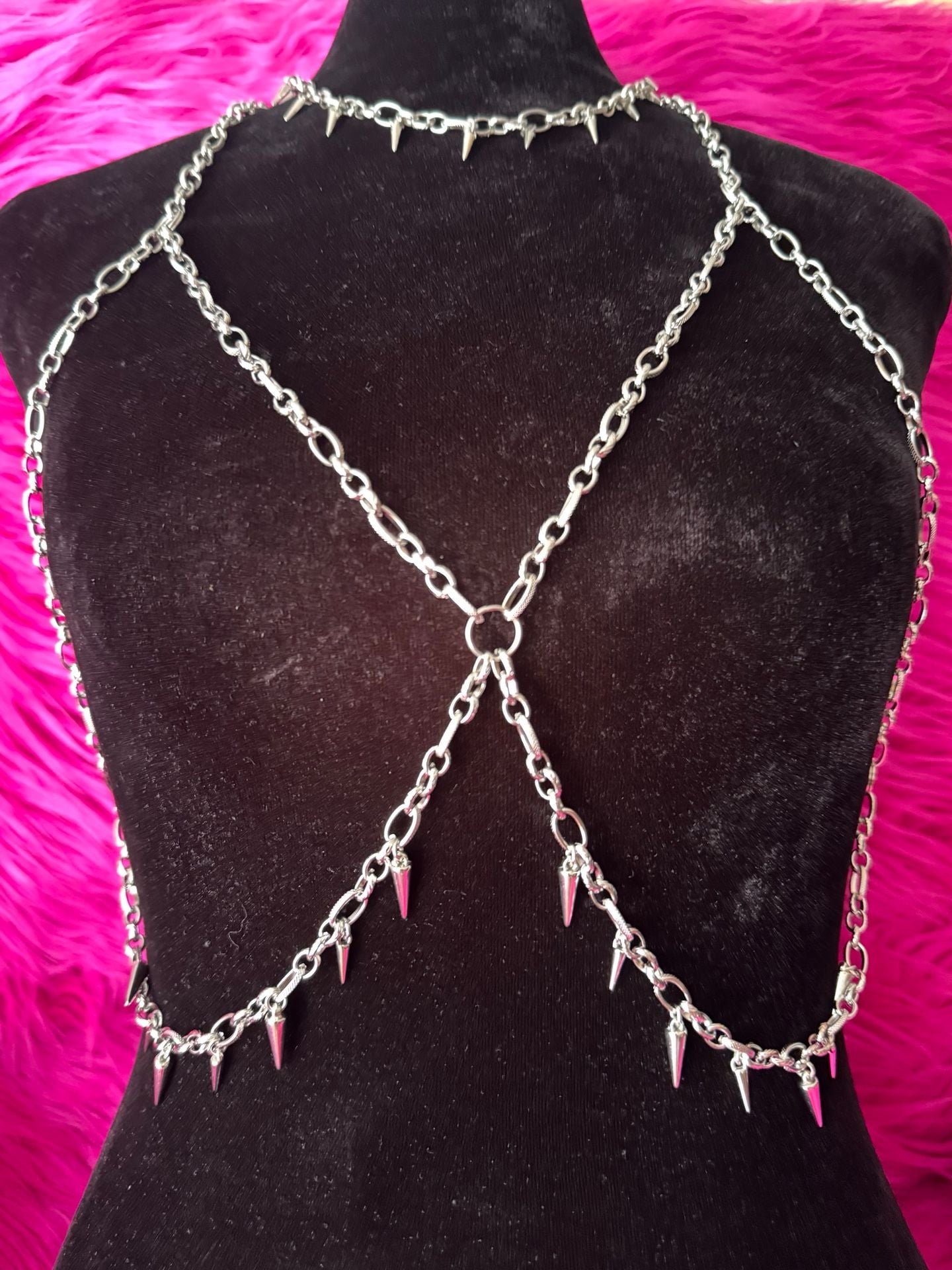 Gothic Silver Spiked Metal Body Chain Harness 3
