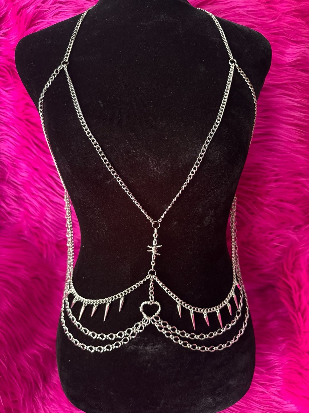 Heartbreaker Rave Body Chain with Spikes and Barbed Wire 2
