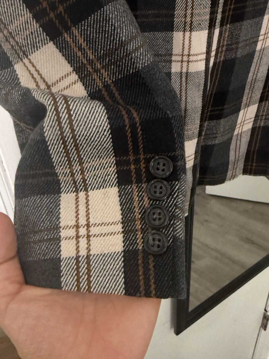 Pierre Cardin Vintage Boutique Line Plaid Wool Blazer Jacket Grey Black White 10