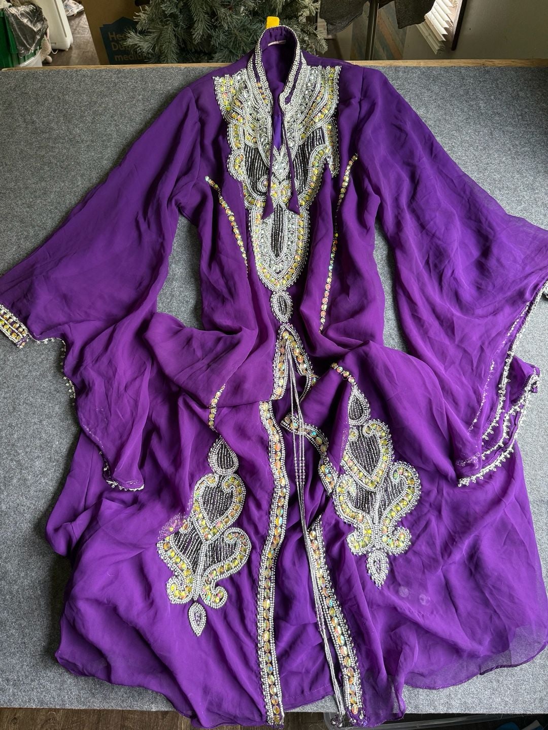 Purple Embellished Henna Party Dress Kaftan with Bell Sleeves *read and see 2