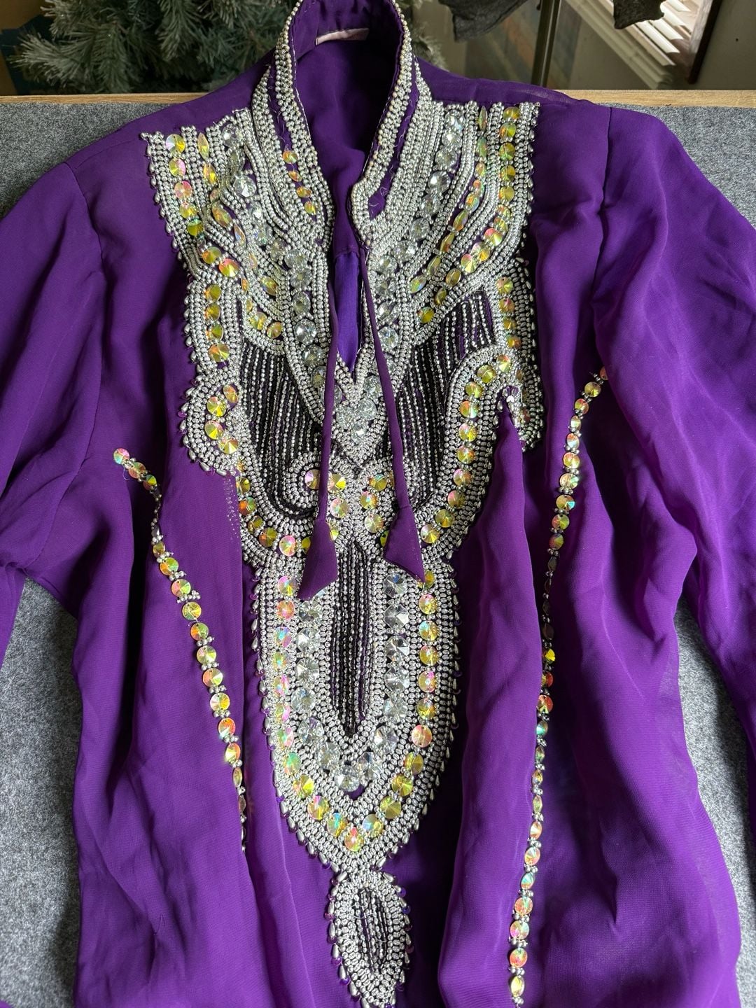 Purple Embellished Henna Party Dress Kaftan with Bell Sleeves *read and see 3