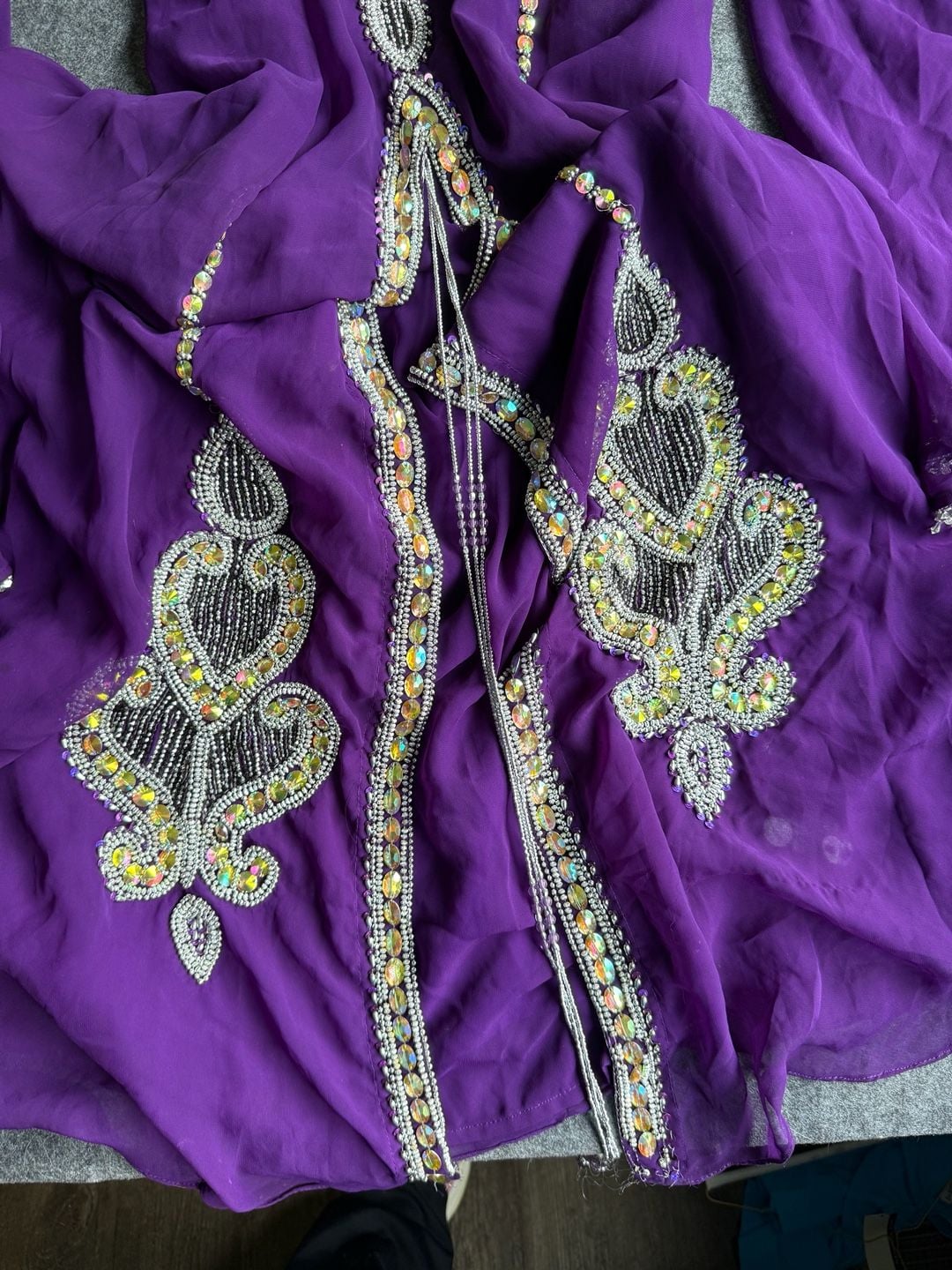 Purple Embellished Henna Party Dress Kaftan with Bell Sleeves *read and see 4