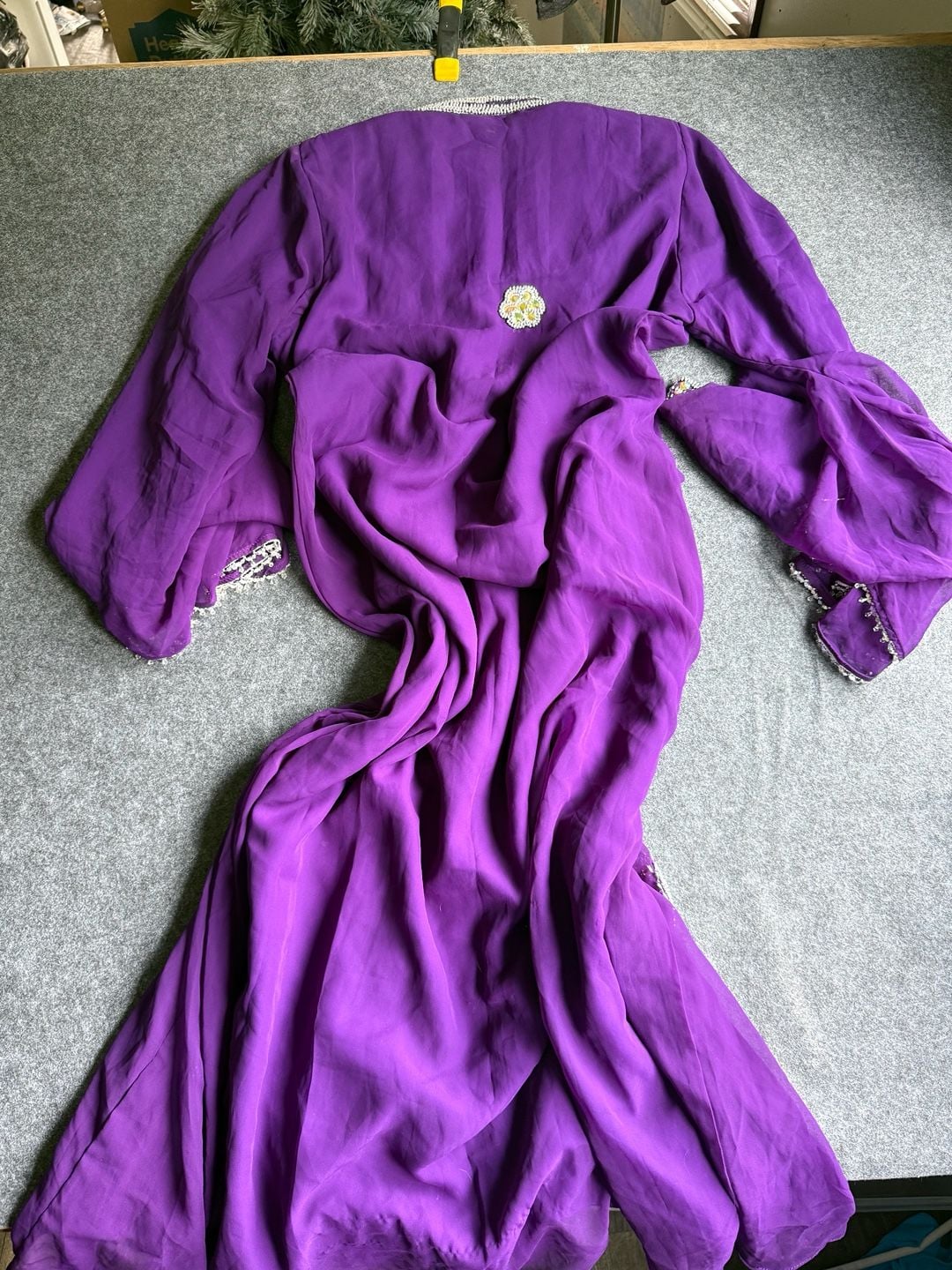Purple Embellished Henna Party Dress Kaftan with Bell Sleeves *read and see 9