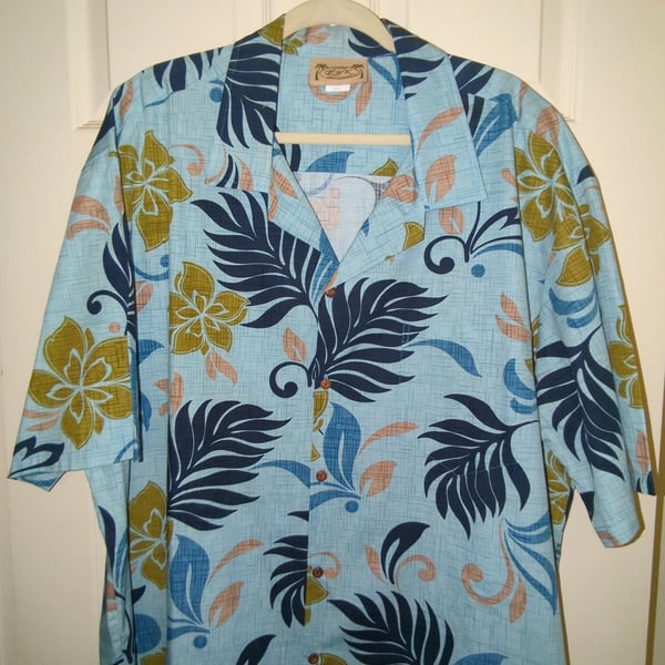 F&K Fashion Made in Hawaii Tropical Floral Hawaiian Camp Shirt 3XL