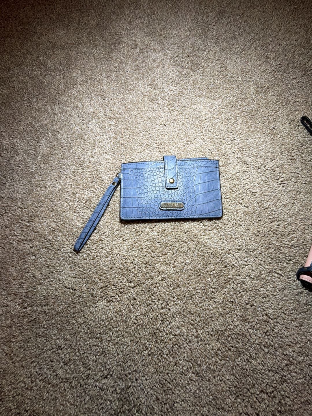 London Fog Collection Faux Crocodile Blue Wristlet Wallet 2