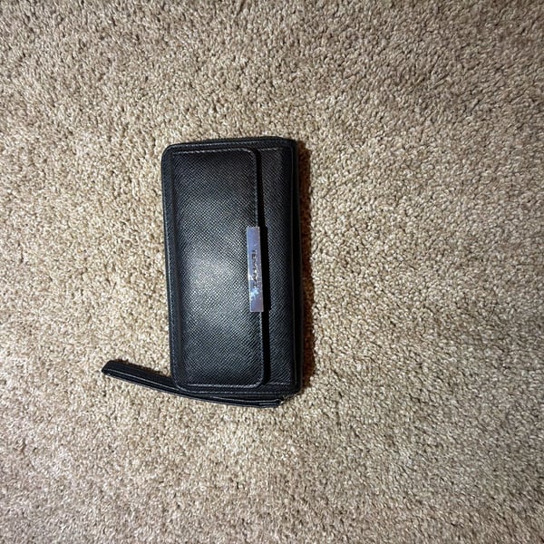 Tahari Black Saffiano Leather Zip Around Wristlet Wallet