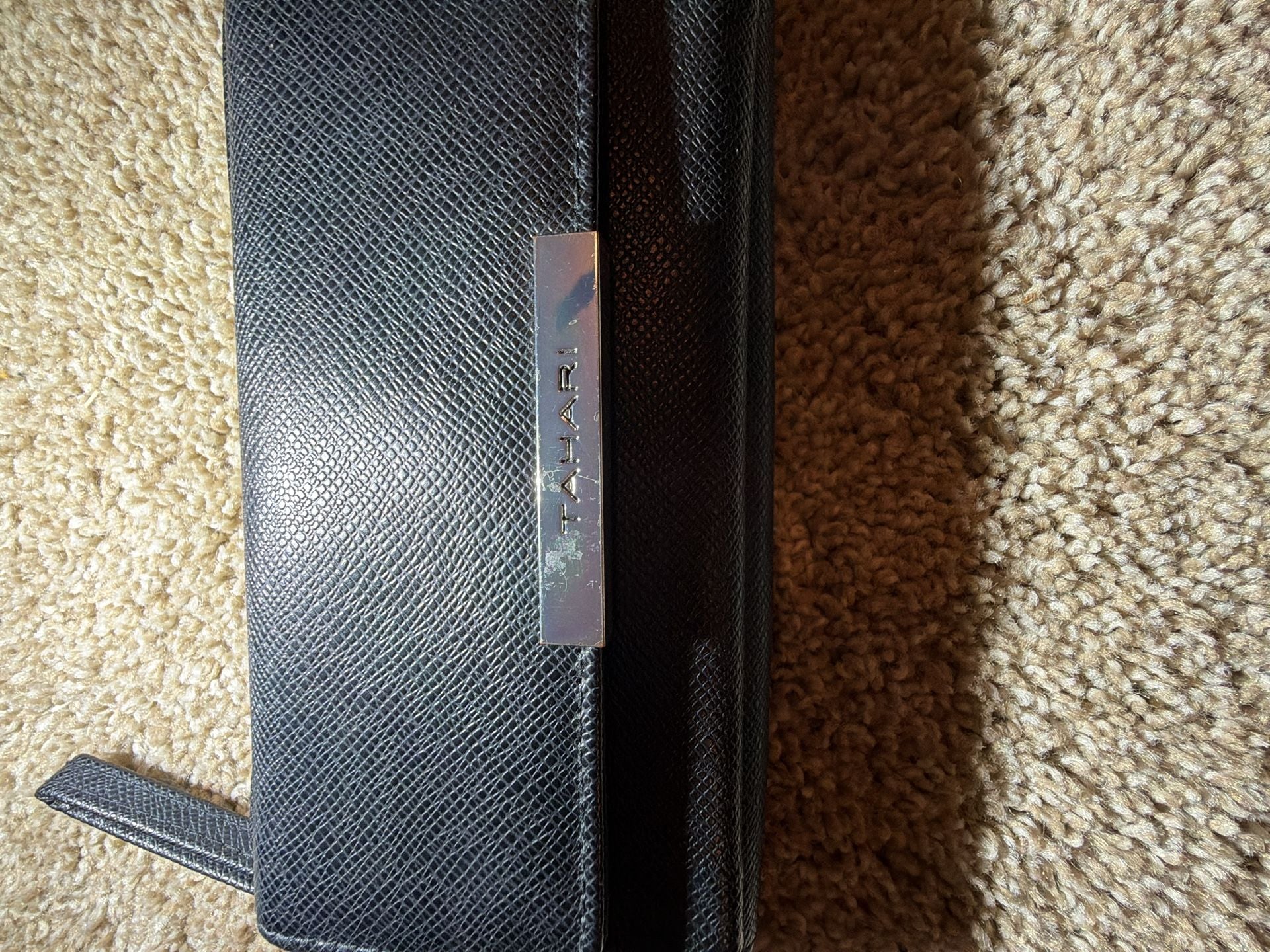 Tahari Black Saffiano Leather Zip Around Wristlet Wallet 2