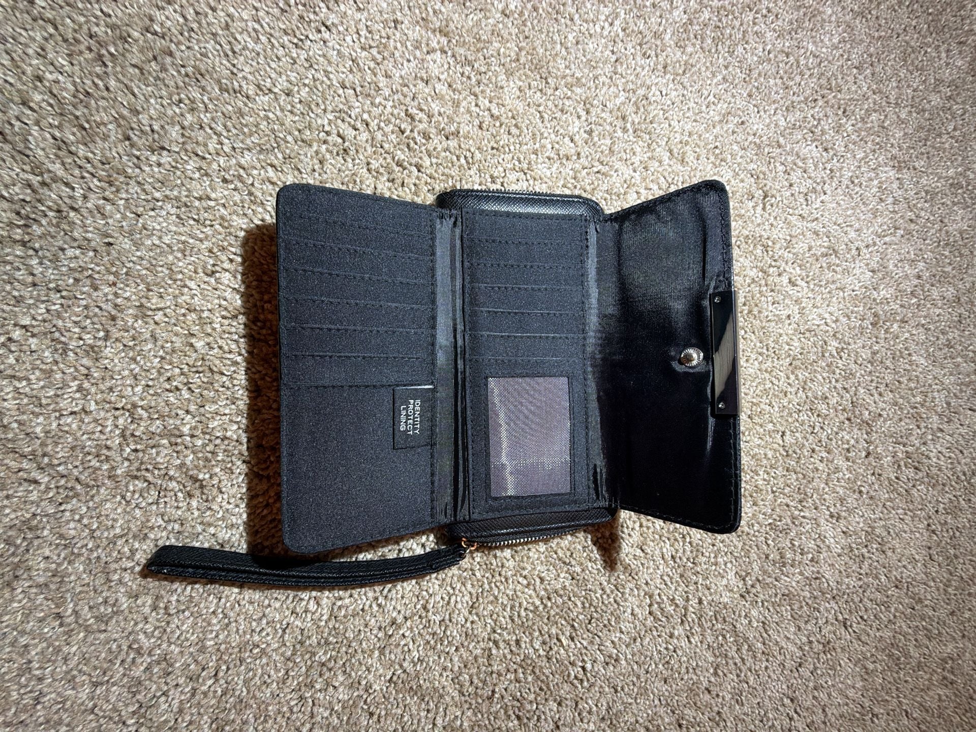 Tahari Black Saffiano Leather Zip Around Wristlet Wallet 3