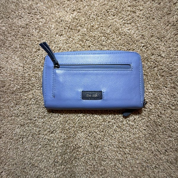 The Sak Blue Colorblock Leather Zip Around Wallet