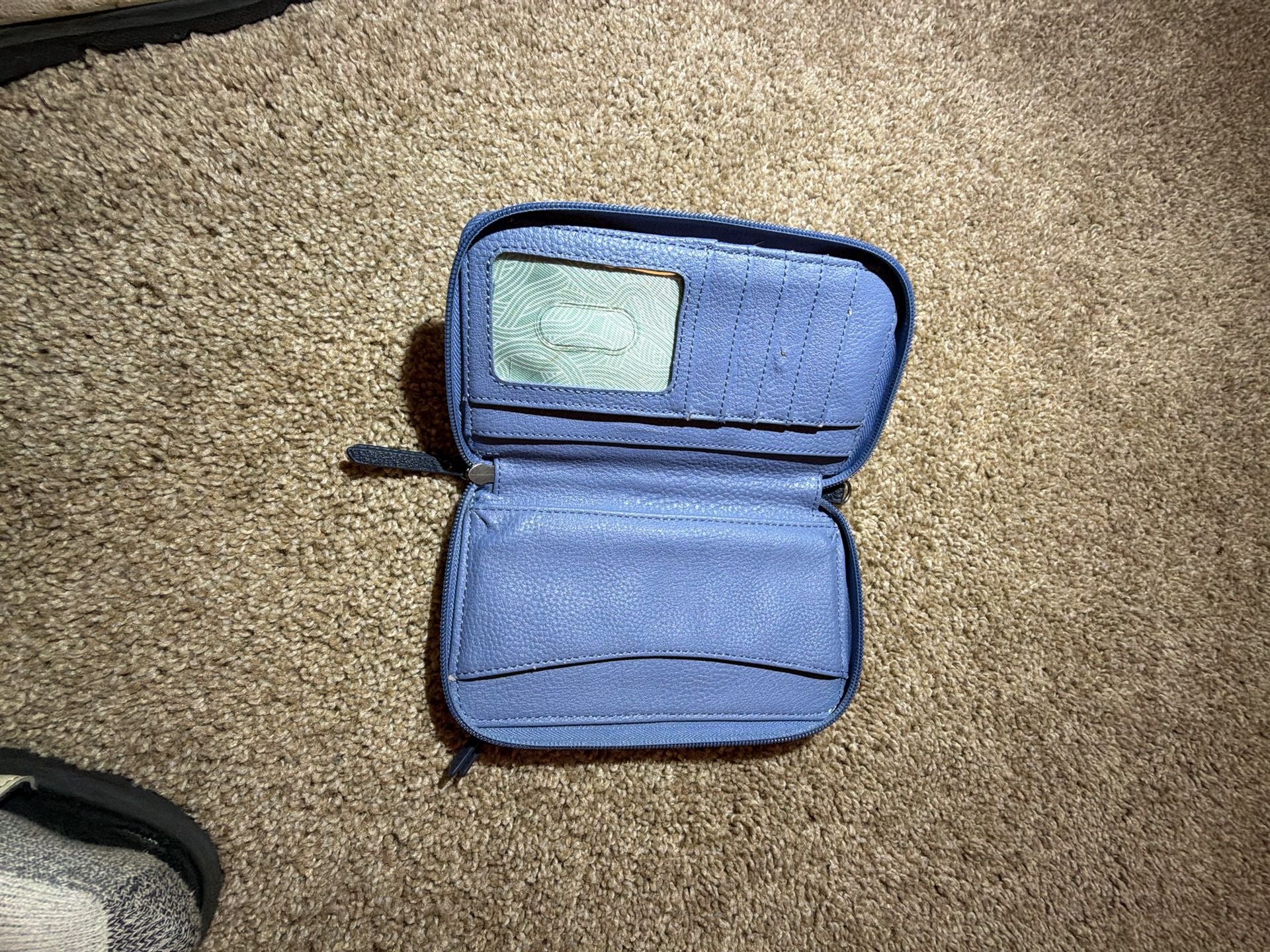 The Sak Blue Colorblock Leather Zip Around Wallet 6